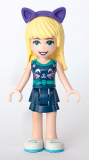 LEGO frnd440 Friends Stephanie, Dark Blue Layered Skirt, Sleeveless Top with Cat Face, Dark Purple Cat Ears